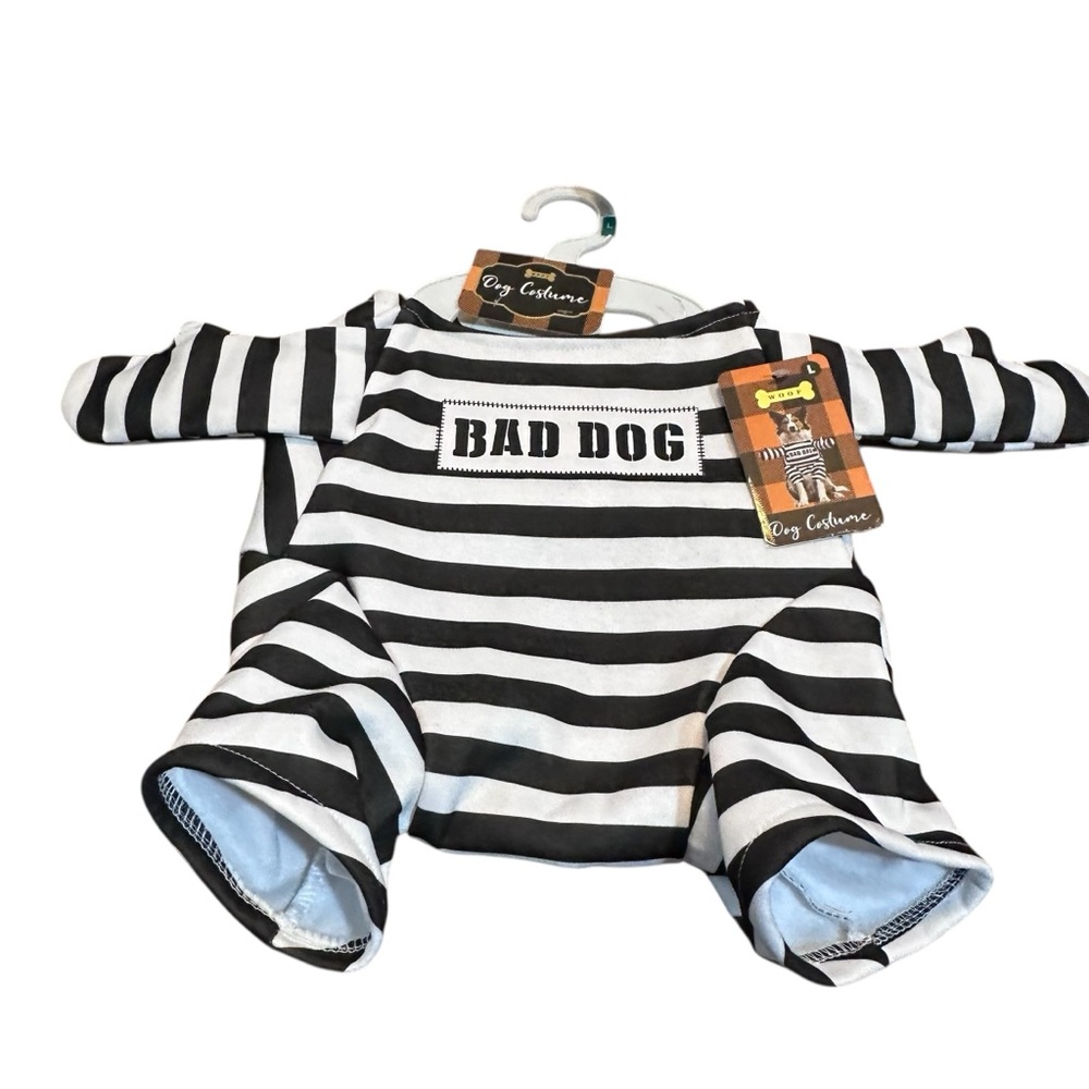 Bad Dog Striped Dog Costume Pajamas Size‎ Large New